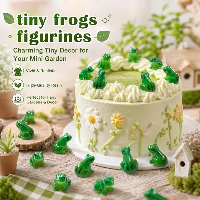 Exasinine 30 Pcs Resin Mini Frogs Green Frog Miniature Figurines Animals Model - Image 4