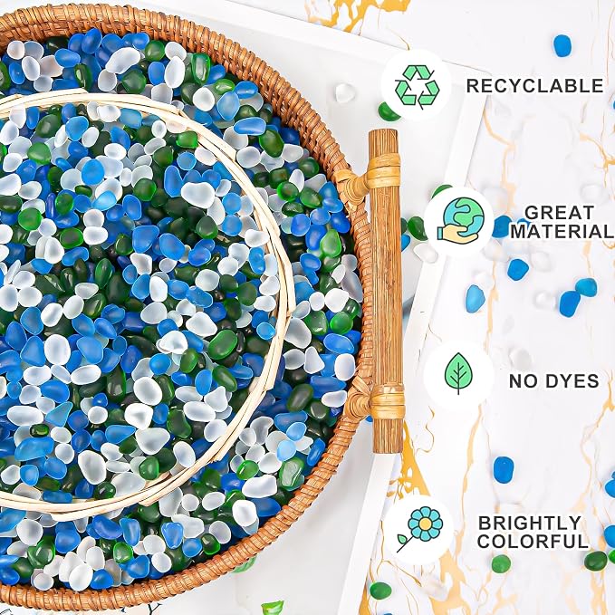 QEQEKAKA Sea Glass Stones for Crafts About 1LB Glass Pebbles Gemstones Bulk for - Image 3