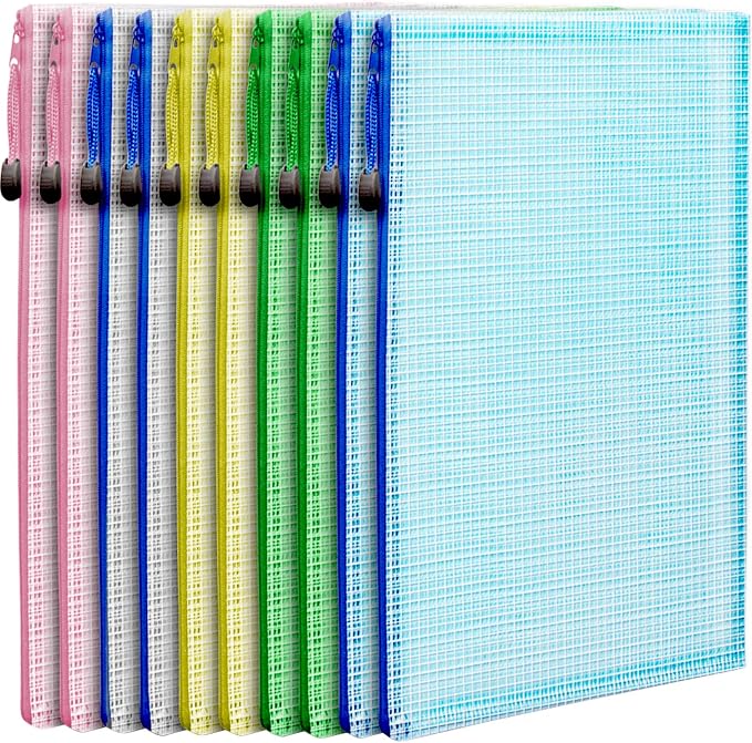 LEOBRO Mesh Zipper Pouches Bags, A4 Mesh Bags by LEOBRO