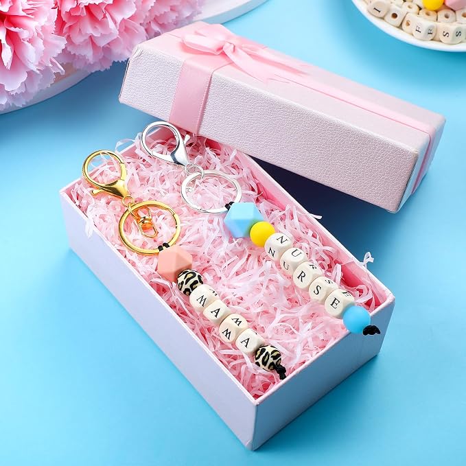 Landical 342 Pcs DIY Bead Keychain Kit Colorful Silicone Bead Personalized - Image 7