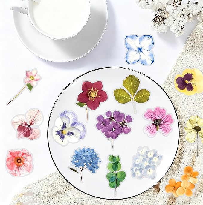 50PCS Transparent Flora Scrapbook Stickers, Flower-E | Vintage Aesthetic Flowers - Image 6
