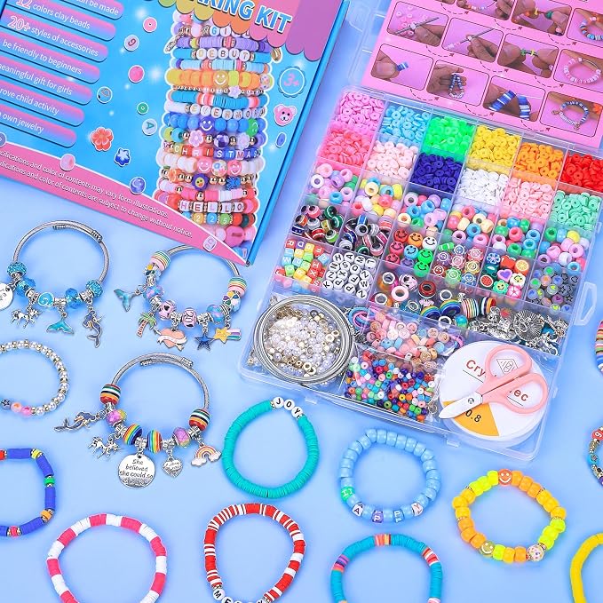 AIPRIDY 3600 Pcs Girls Toys Bracelet Making Kit, Unicorn/Mermaid Jewelry - Image 7