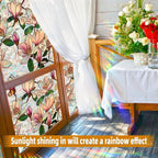 Retro Flowers Window Privacy Film, Magnolia Stained Glass Decorative Window Film - Image 4