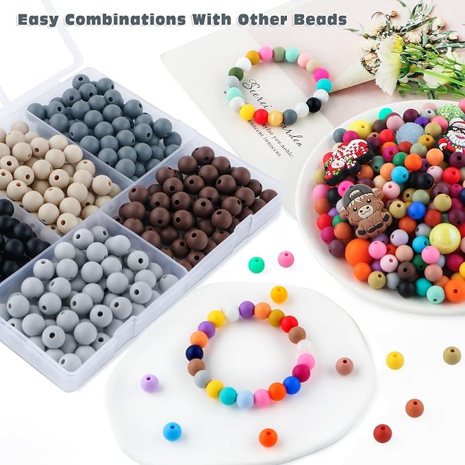 300Pcs Silicone Beads 9mm Mix Color, Bulk Silicone Beads 9mm - Image 5