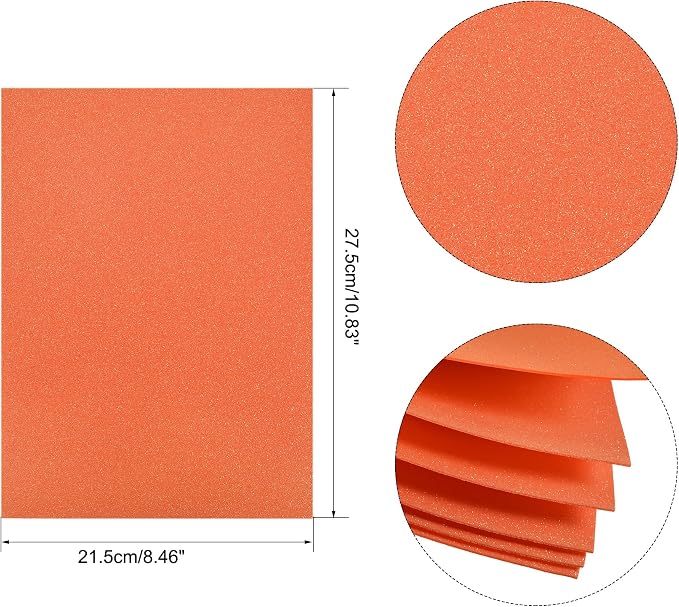uxcell Orange Shiny EVA Foam Sheets 11 x 8 Inch 2mm Thick - Image 2
