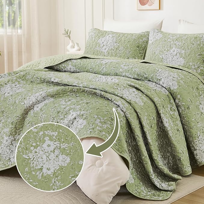 WONGS BEDDING Quilt Queen Size, Botanical Quilt - Image 2