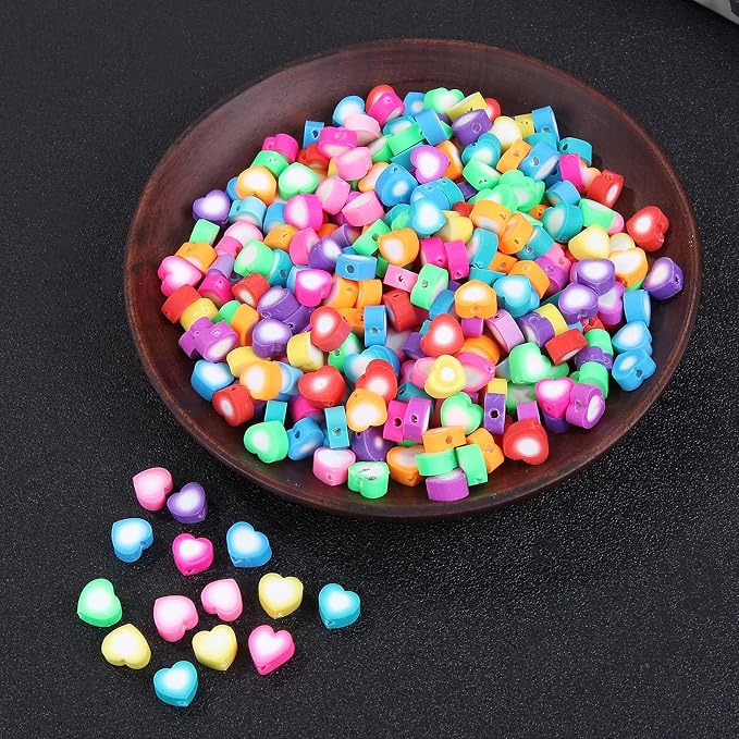 100pcs Colorful Heart Polymer Clay Spacer Beads - Image 5