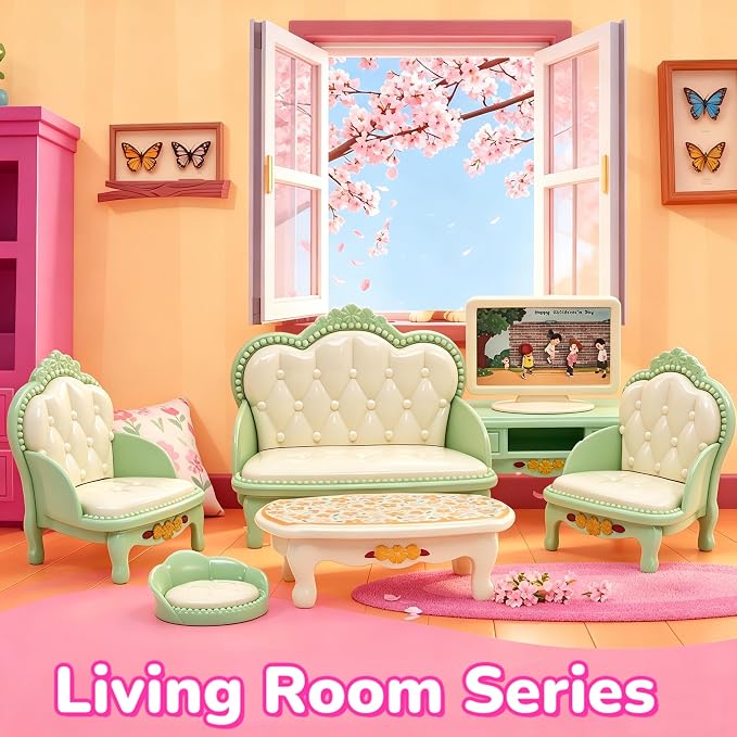 Dollhouse Furniture Set-38 Pcs, Miniature Doll House Accessories - Image 3