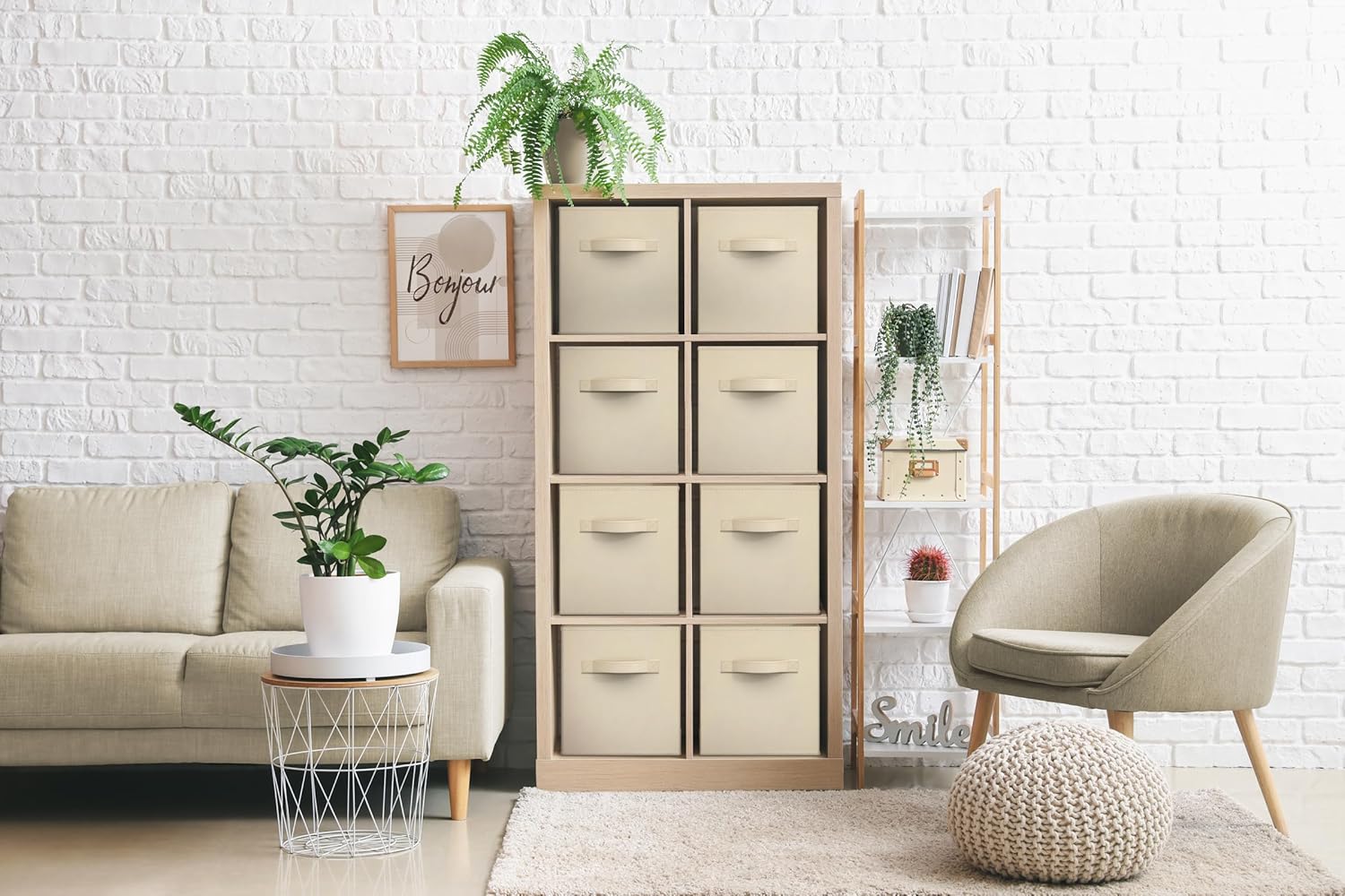 Sorbus Fabric Storage Cubes - 8 Foldable Storage Bins for Organizing Pantry, Cubbies, Toy Box - Clothes Storage & Closet Organizer - 11 Inch Collapsible Cube Baskets for Shelves with Handle