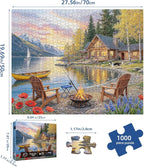 Sunset Lake Cabin Puzzles for Adults 1000 Pieces, Challenging Jigsaw Puzzles - Image 3