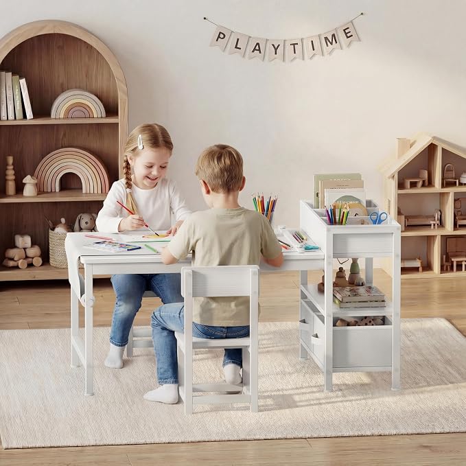 BOLUO Kids Art Table and Chair Set, Toddler Craft Table - Image 9