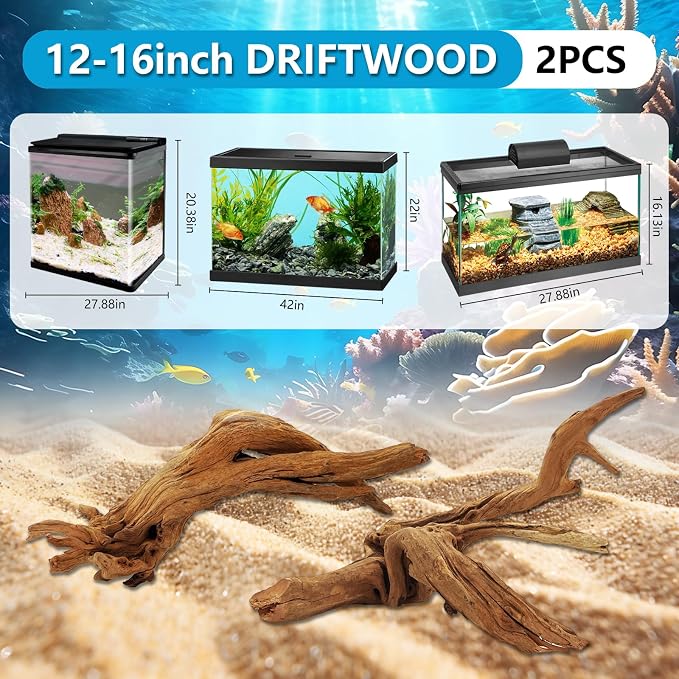 2 Pcs Natural Large Driftwood for Aquarium, Aquarium Driftwood Freshwater 12-16 - Image 2