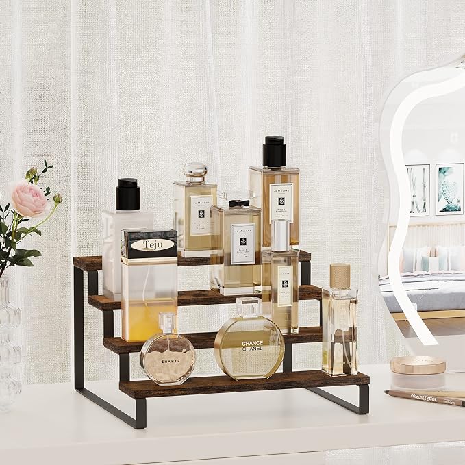 YINMIT Wooden Display Riser Stand, Tiered Perfume and Cologne Organizer Stand - Image 2