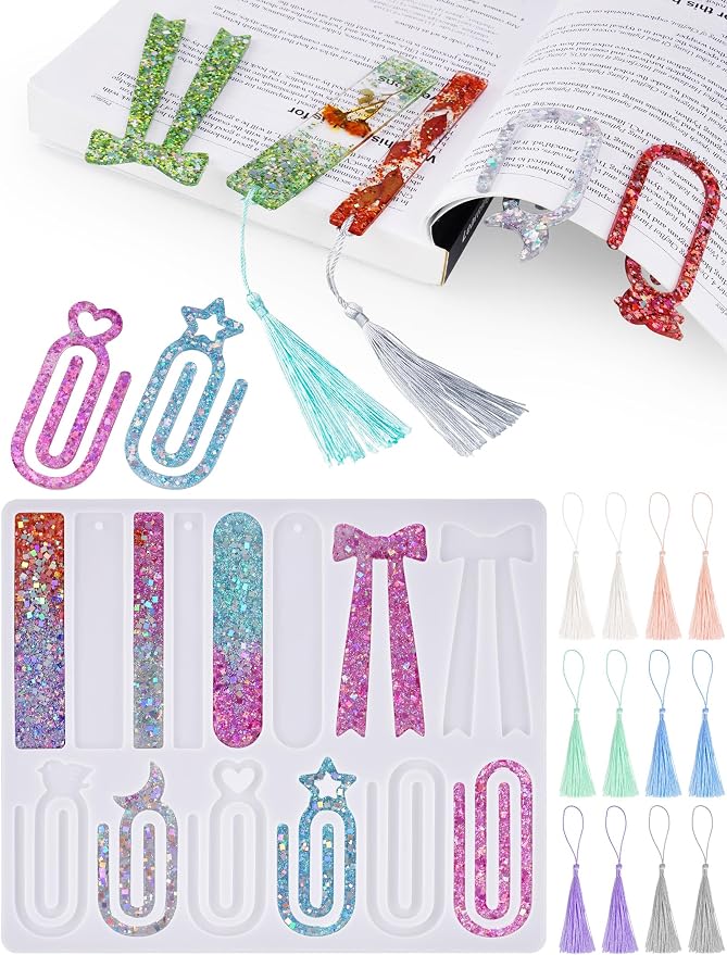 NiArt Silicone Resin Bookmark Mold, 14-Shape DIY Bookmark Making Kit by NiArt