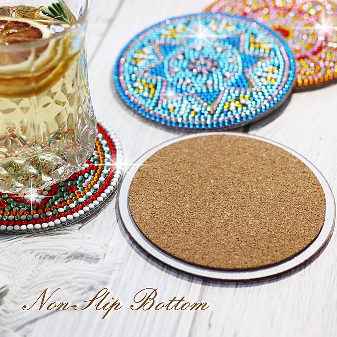Temlum 6 Pcs Diamond Painting Coasters Kit, Mandala Diamond Art Coasters - Image 5