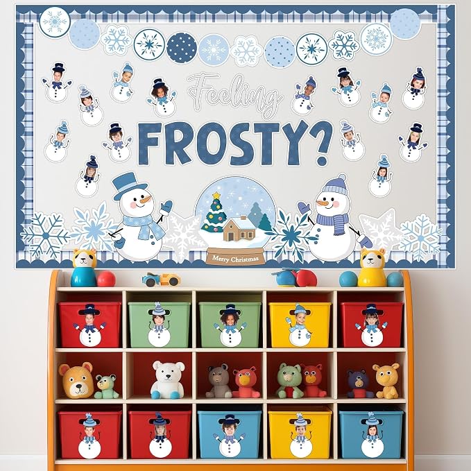 Justforjoyful Winter Bulletin Board Decoration Winter Snowman Cutouts DIY Photo - Image 4