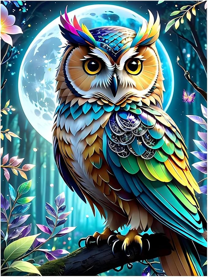 Paint by Numbers Kit for Adults, Owl Paint by Numbers Kit for Adults Beginners by MANDUN