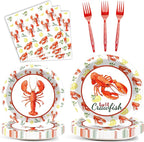Qyeahkj 100 Pcs Crawfish Boil Party Plates and Napkins Set Crawfish Party by Qyeahkj