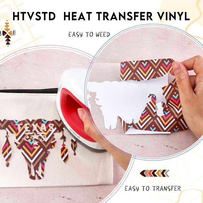 HTVSTD Aztec Heat Transfer Vinyl 12 Sheets 12×10in Iron on Vinyl | Aztec Brown - Image 3