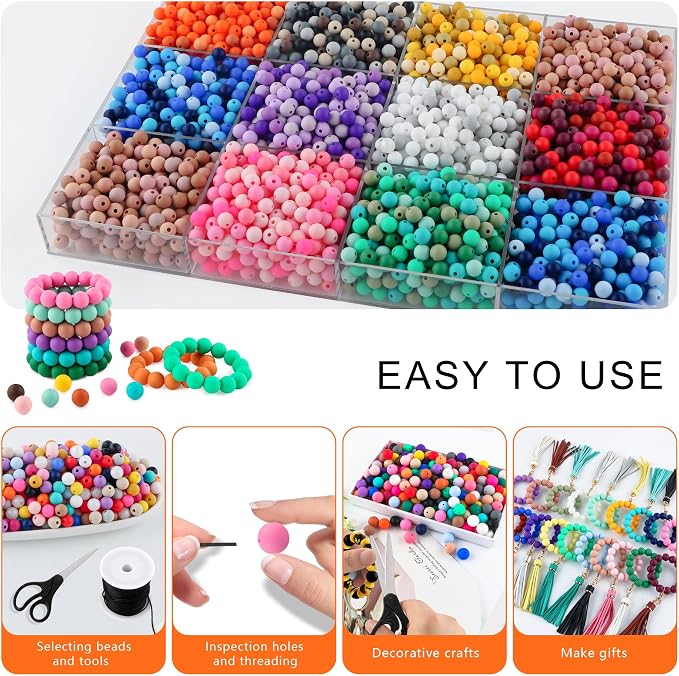 300Pcs Silicone Beads 9mm Mix Color, Bulk Silicone Beads 9mm - Image 4
