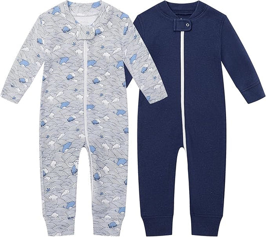 Owlivia Organic Cotton Baby Boy Girl Zip up Sleep 'N Play Pjs, Footless, Long Sleeve