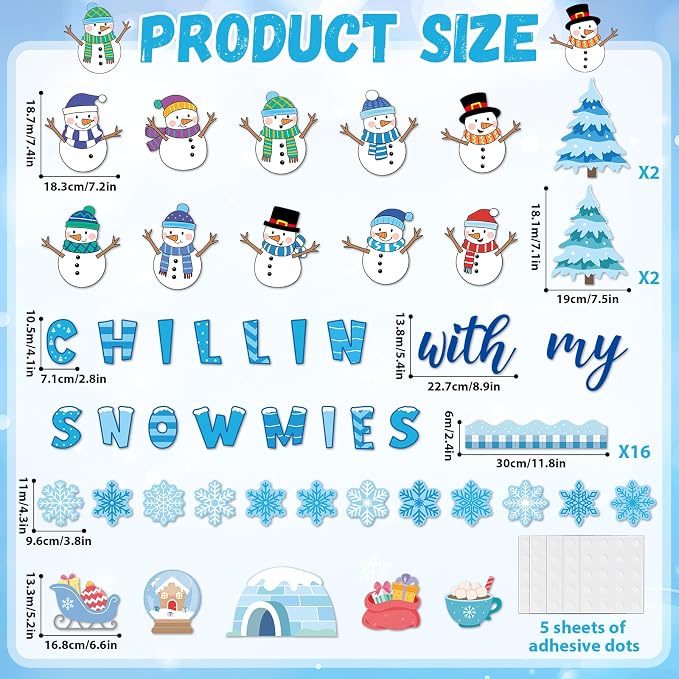 Winter Bulletin Board Decoration Set Christmas Snowman Classroom Decoration - Image 2