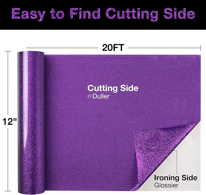 TORC Purple Glitter HTV Heat Transfer Vinyl Roll 12 inch x 20 ft Sparkly Iron - Image 2
