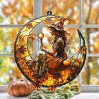 Autumn Witch Crescent Moon Acrylic Suncatcher by Unknown