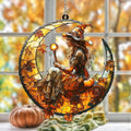 Autumn Witch Crescent Moon Acrylic Suncatcher by Unknown