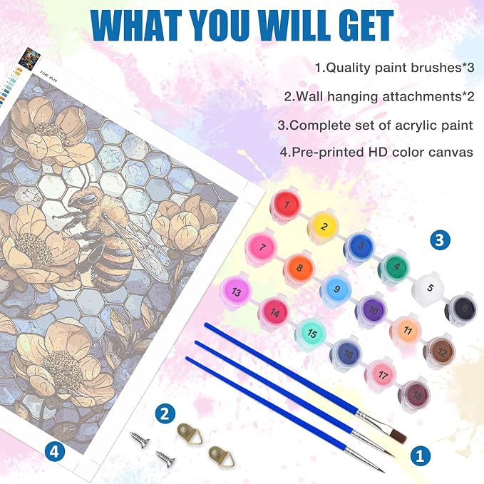 Lxmsja Bee Stained Glass Paint by Numbers Kit - Image 5