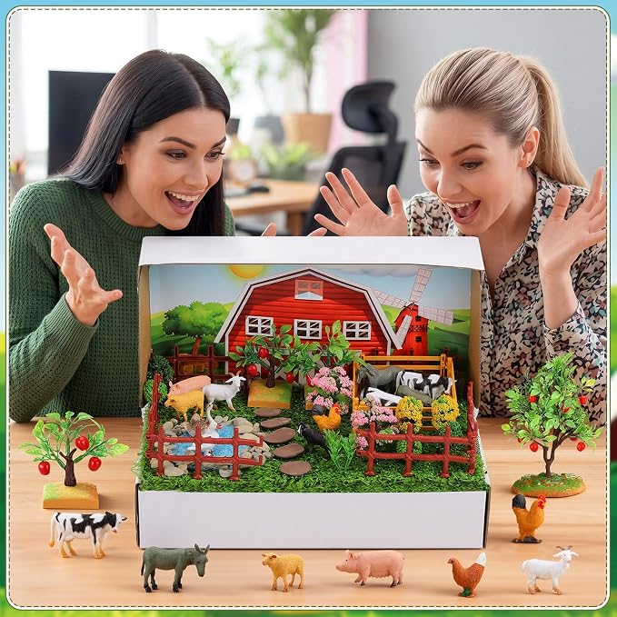 Teyva Daily 48 Pcs Farm Diorama Kit Habitat Project Box Set Farm Diorama - Image 4