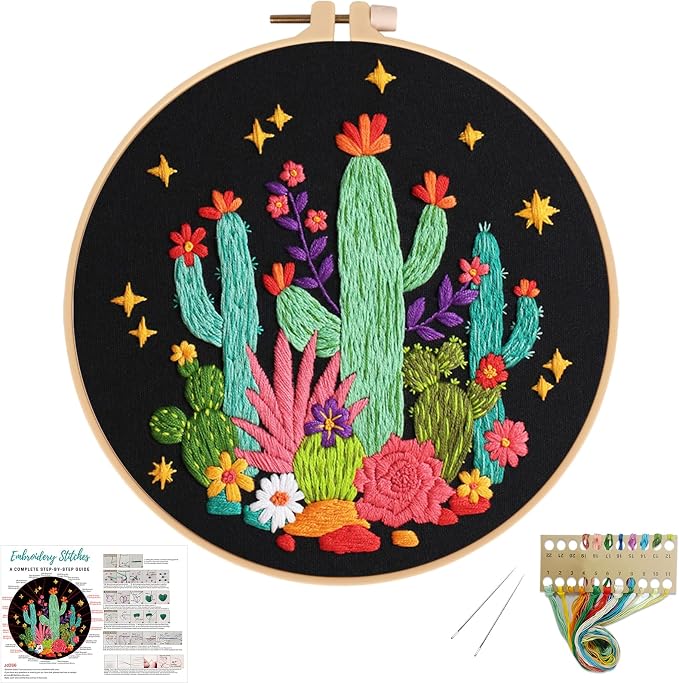 Louise Maelys Cactus Embroidery Kit, Cross Stitch Kit by LouiseMaelys
