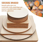 32 Pieces Unfinished Blank Wood Circles Squares - Image 4