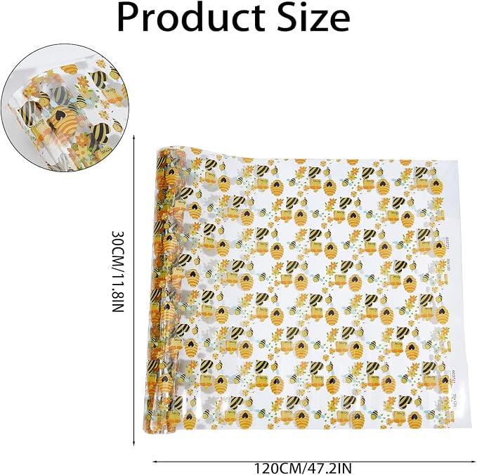 Bee Printed TPU Jelly Faux Leather Fabric, 11.8 x 47.2 Inch Clear TPU Vinyl - Image 2