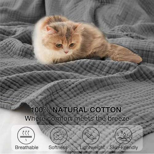 100% Cotton Muslin Blanket Twin 66" x 90", Breathable and Lightweight Cotton - Image 2