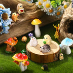 Woanger 30 Pcs Fairy Outdoor Garden Accessories Resin Mini Hedgehog Mushroom - Image 4