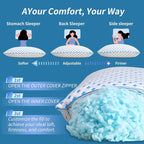 Memory Foam Pillows 2 Pack – Adjustable Loft Cooling Pillows Queen Size Set of 2 - Image 5