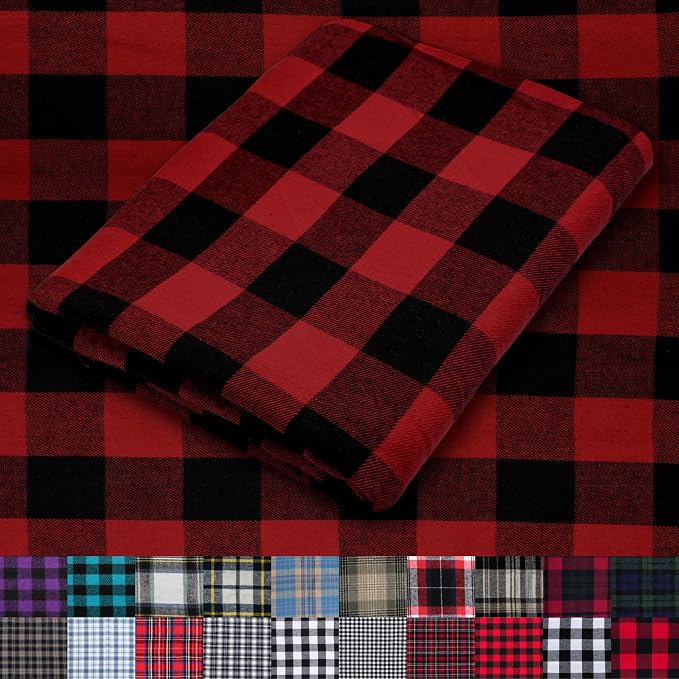 Pico Textiles 8 Yards Bolt Red and Black Buffalo Plaid Checkered Flannel Fabric by PicoTextiles