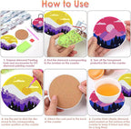 8 PCS Diamond Art Coasters Kits Moutain Sunset Diamond Painting Coaster | - Image 6