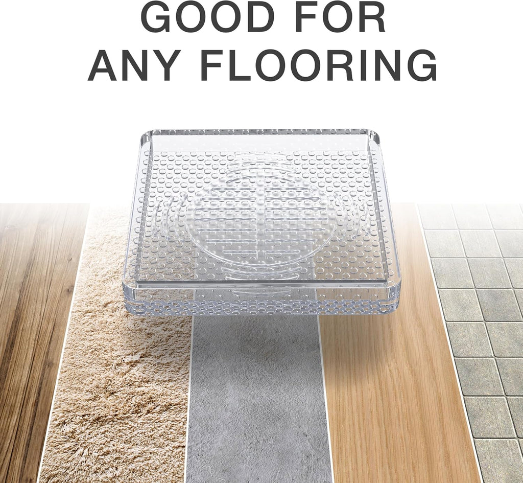 X-Protector Furniture Cups - 8 PCS 2.2" - Non Slip Furniture Pads for Hardwood Floors - Transparent Floor Protectors - Bed Stoppers to Prevent Sliding - Keep Furniture from Sliding on Floor! (Square)