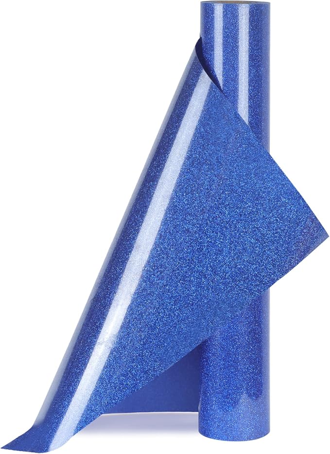 Blue Glitter HTV Heat Transfer Vinyl Rolls12inch by 9feet PU Stretch Iron on - Image 6