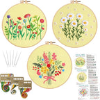 Louise Maelys 3 Set Floral Embroidery Kit, Botanical DIY Craft Collection | by LouiseMaelys