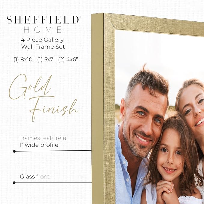 Sheffield Home 4 Piece Gallery Wall Frame Set, 8x10 Inch, 5x7 Inch, and 4x6 Inch - Image 2