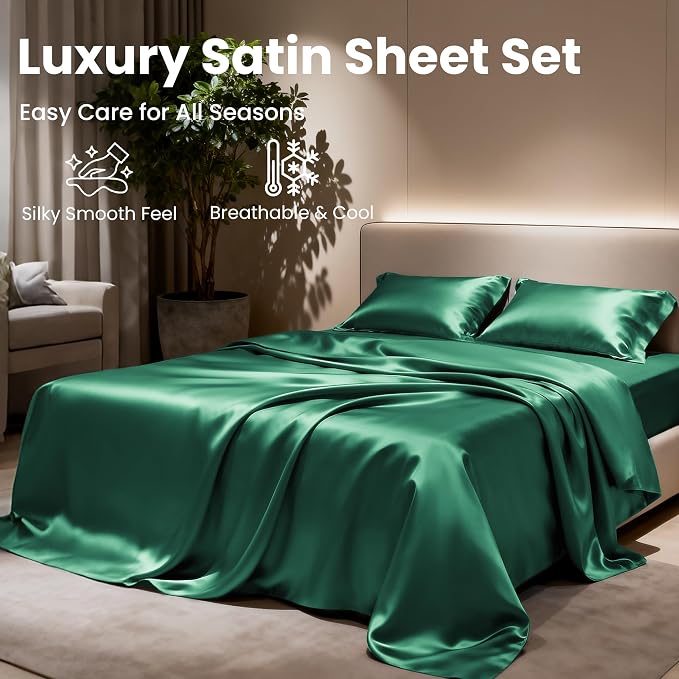 Love's cabin Twin Satin Sheet Set - Image 8