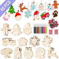 GUDELAK 60PCS DIY Wooden Christmas Ornaments, 12 Styles Christmas Crafts by GUDELAK