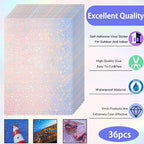 Clabby 36 Sheets Holographic Sticker Paper A4 Vinyl Holographic Laminate Sheets - Image 3