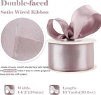 HUIHUANG Lilac Satin Wired Ribbon 1-1/2 inch Dusty Purple Wire Edge Ribbon - Image 2