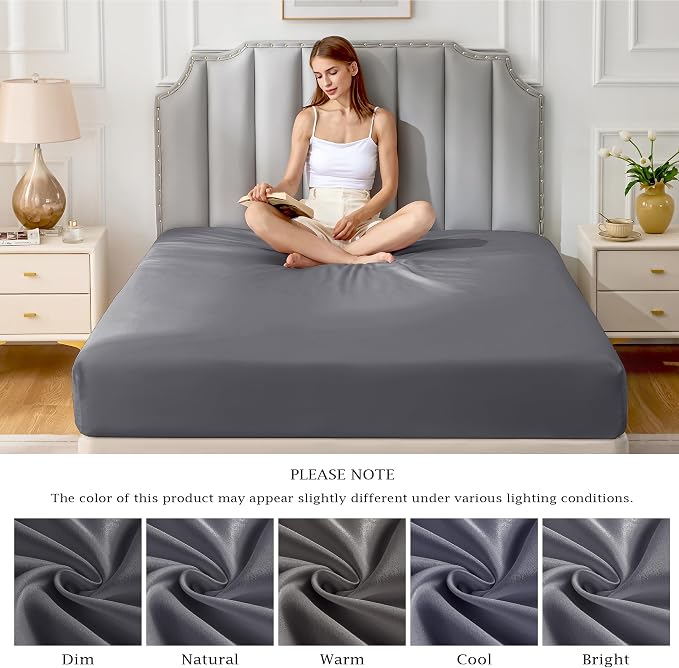 FreshCulture Pure Cotton Fitted Sheets Full Size, 300 Thread Count Percale - Image 7