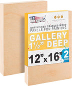 U.S. Art Supply 12" x 16" Unfinished Cradled Wood Panels by USArtSupply