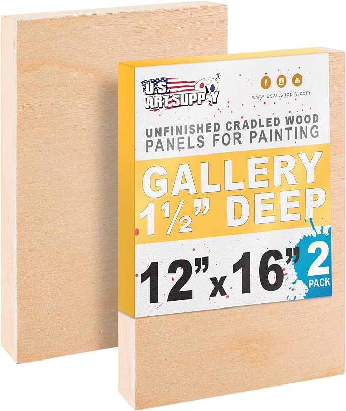 U.S. Art Supply 12" x 16" Unfinished Cradled Wood Panels by USArtSupply